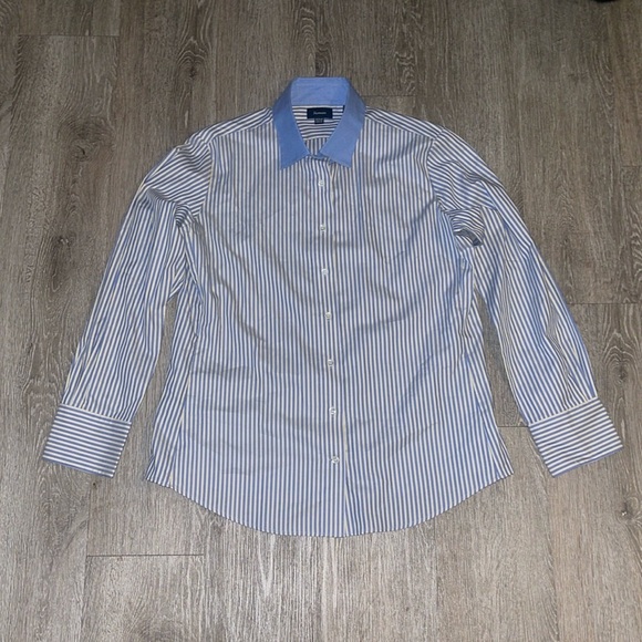 Faconnable France Long Sleeve Cotton Button Down Shirt size 16 blue and yellow - Picture 1 of 10